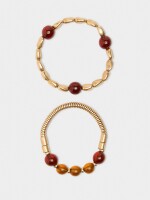 Set De Pulseras Elásticas Con Resina marron