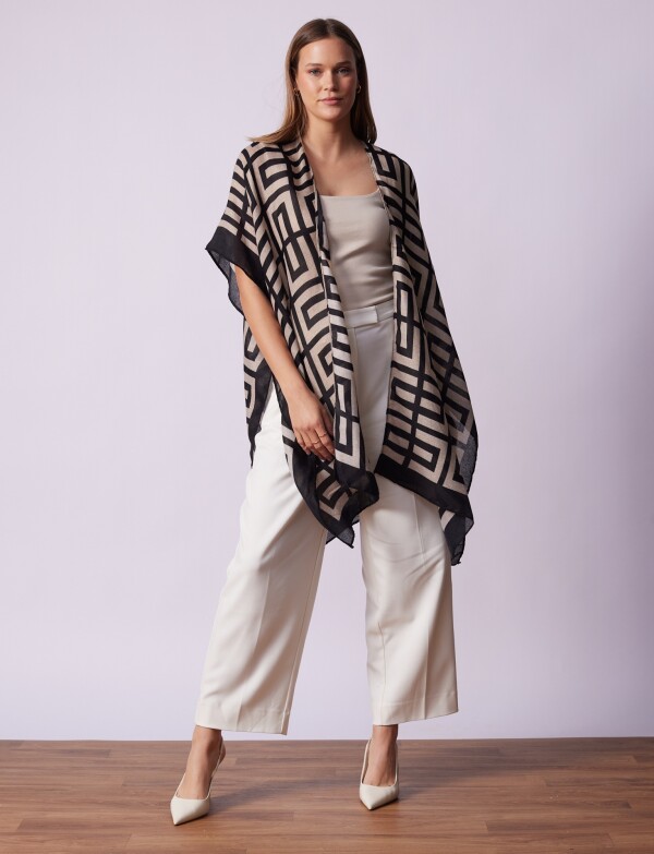 Kimono Geometrico NEGRO/BEIGE