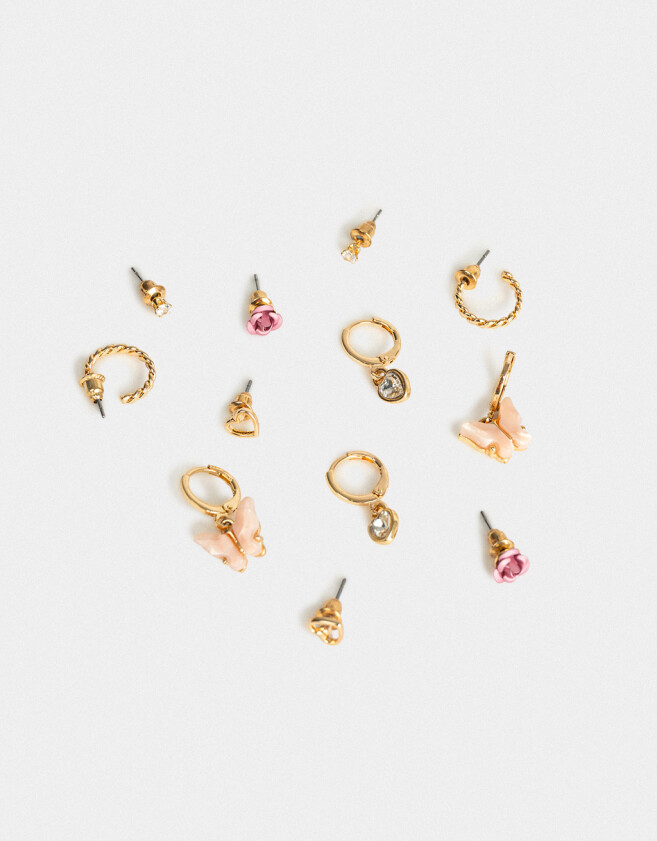 Aros Sets Con corazón Set De Aros Dorados Romantico - Dorado