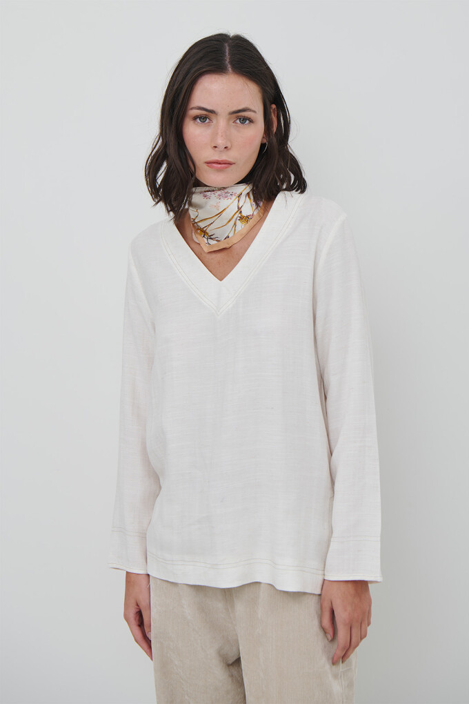 BLUSA ESCOTE V BLANCO