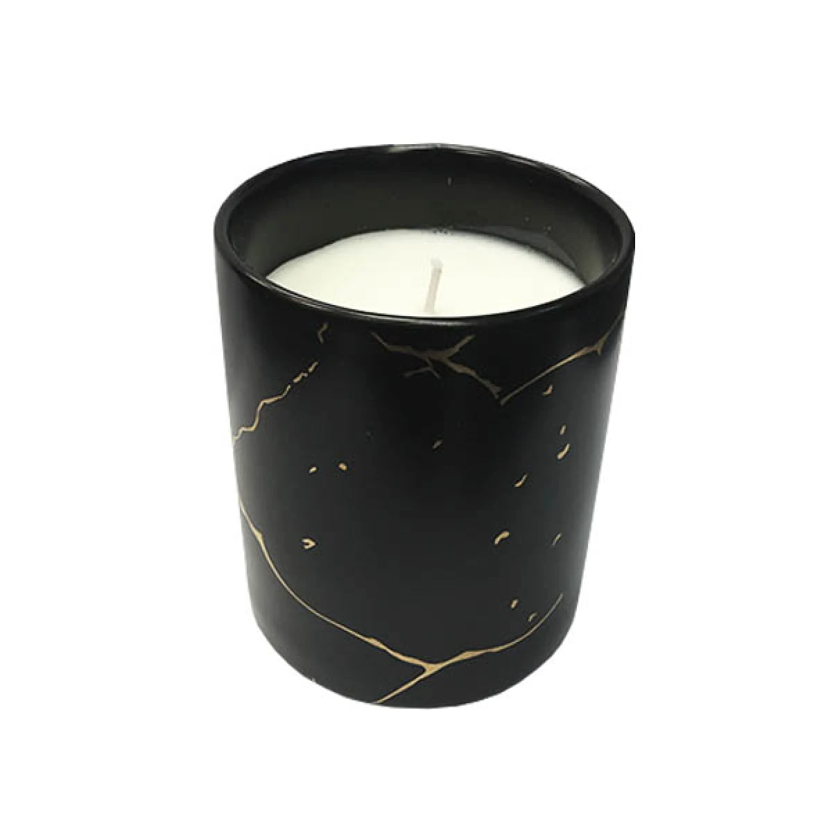 Vela Aromática Mármol con Dorado - NEGRO 