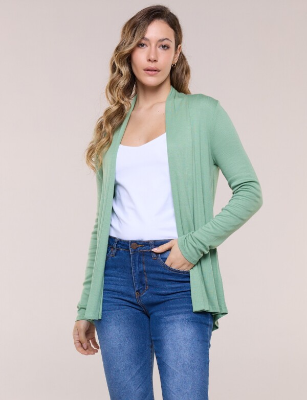 Cardigan De Punto Acanalado VERDE