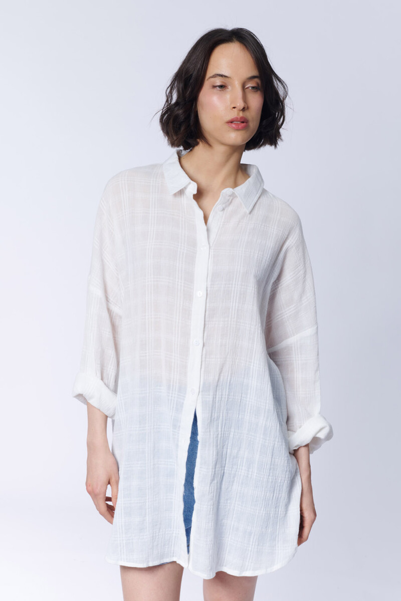 Camisa Manga larga Oversize Textura Blanco