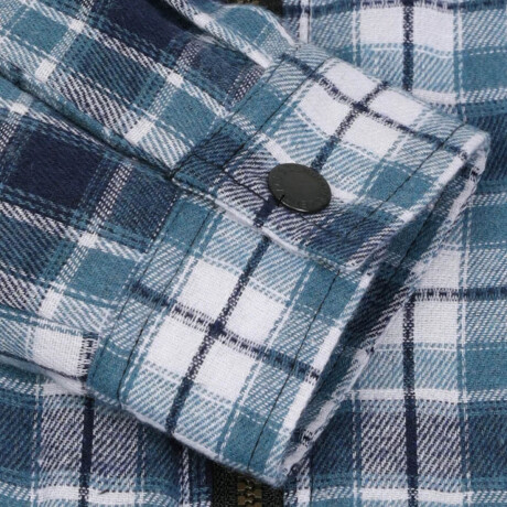 Campera Camisa Leñadora Cangurito Capucha Con Cierre Azul