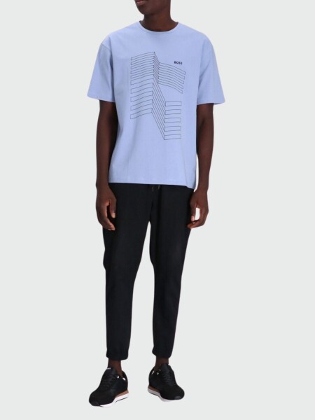 Hugo Boss -Remera de algodón estampada, relaxed fit, TEE 6 Celeste