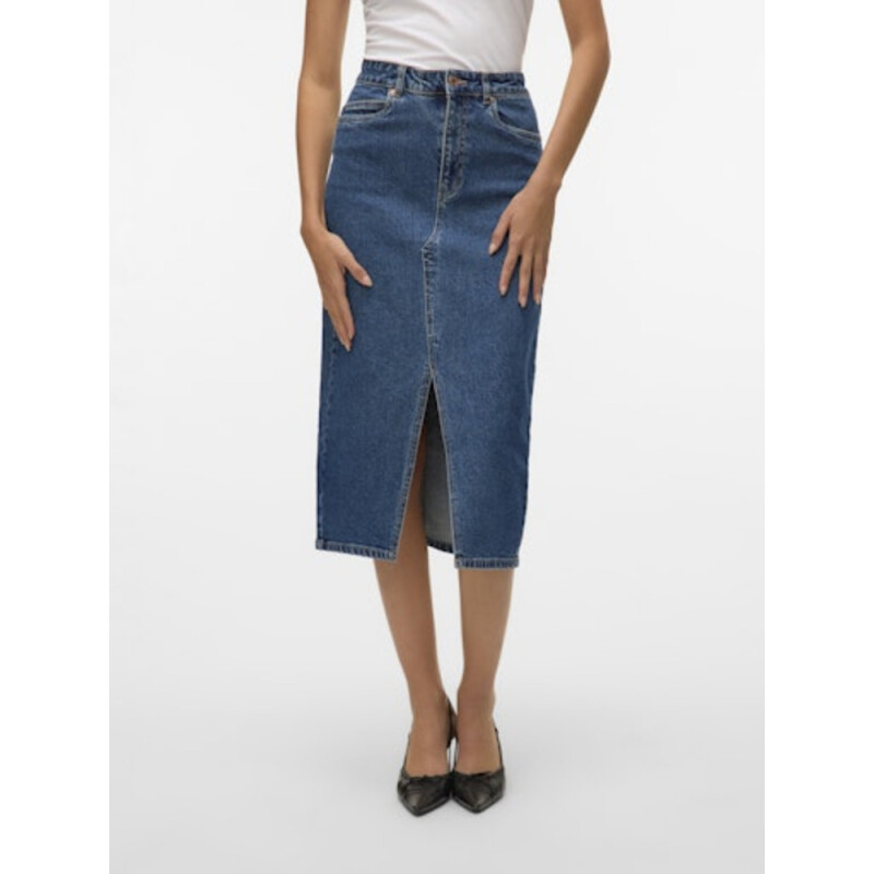 VMVERI HR CALF DENIM SKIRT GA MIX NOOS Medium Blue Denim