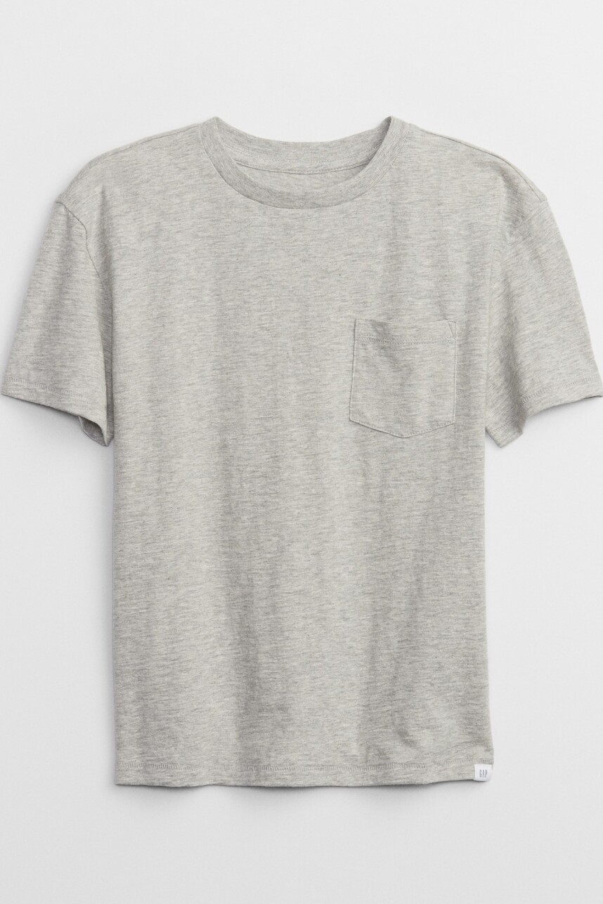 Remera Con Bolsillo Niño Light Heather Grey B08
