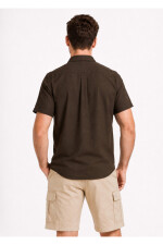 Camisa Arrow Manga Corta Lino Algodòn Café