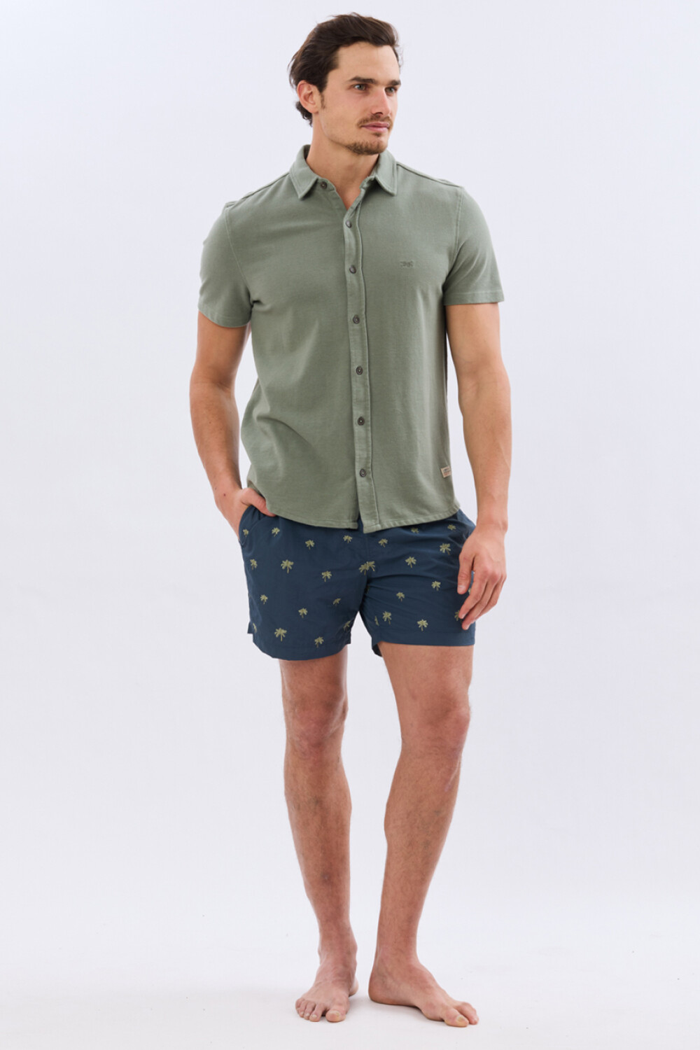 SHORT DE BAÑO BORDADO Azul