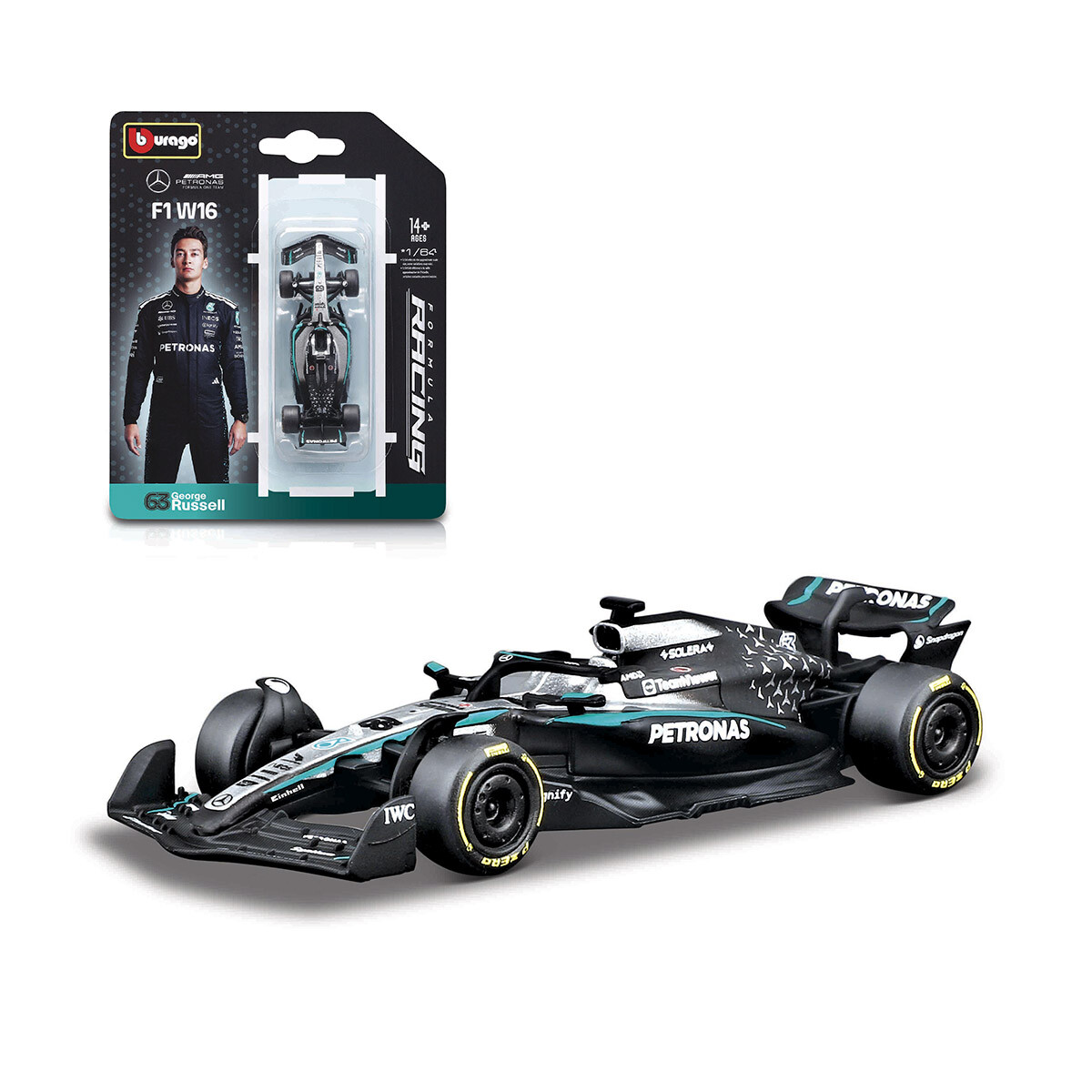 Bburago Formula 1 Ferrari Mercedes Benz 1:64 - George Russell 