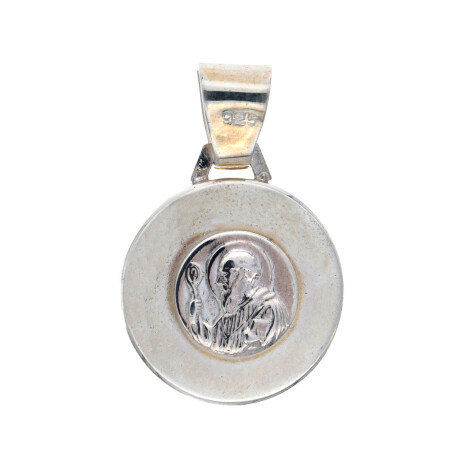 Medalla religiosa de plata 925, double en oro 18 ktes y nácar, SAN BENITO. Medalla religiosa de plata 925, double en oro 18 ktes y nácar, SAN BENITO.