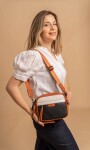 BANDOLERA MORRAL PALMA NEGRO BLANCO Y CARAMELO