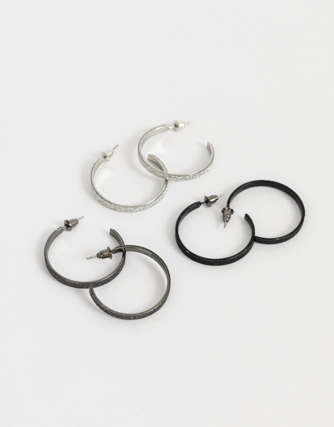 Aros Argollas Set Con glitter Set De Argollas Con Glitter - Combinacion Tricolor