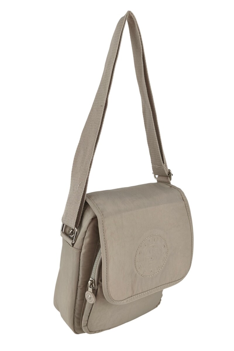 Morral Cruzado (Bandolera) en Tafeta Amasada Beige