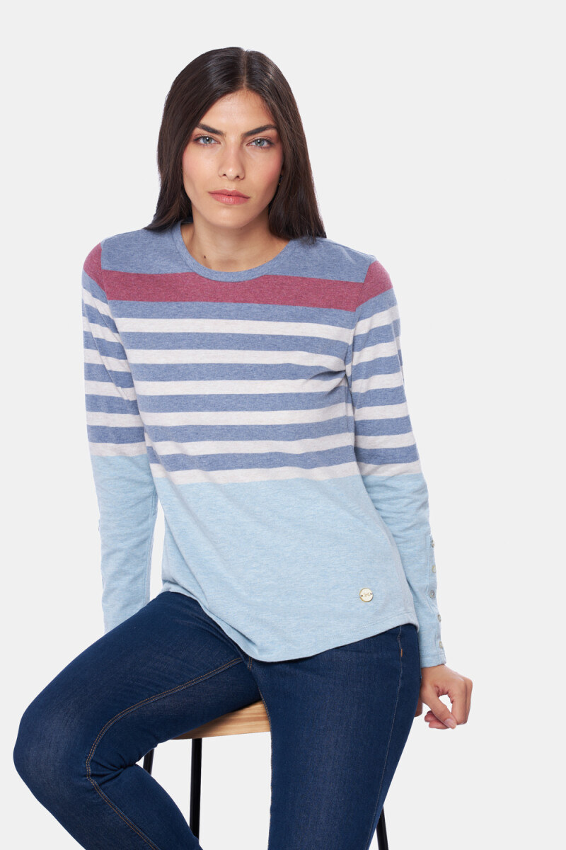 REMERA RAYADA - Indigo 