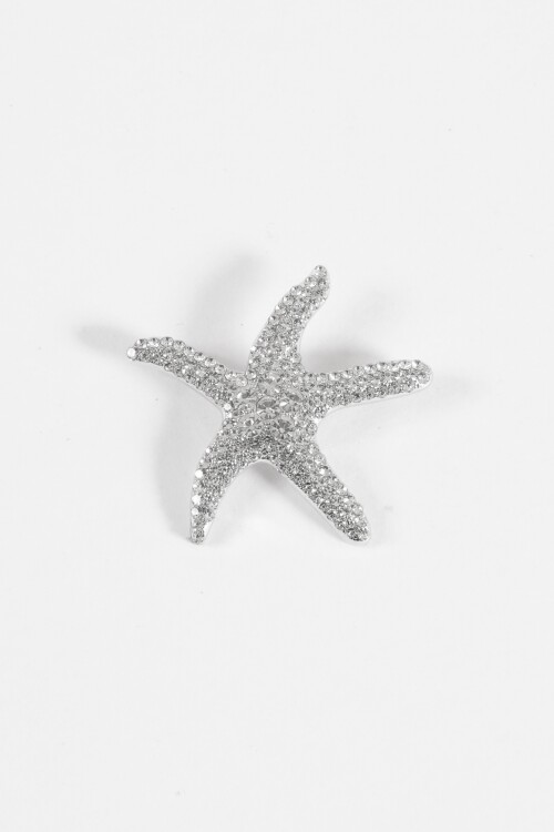 Prendedor estrella de mar plateado