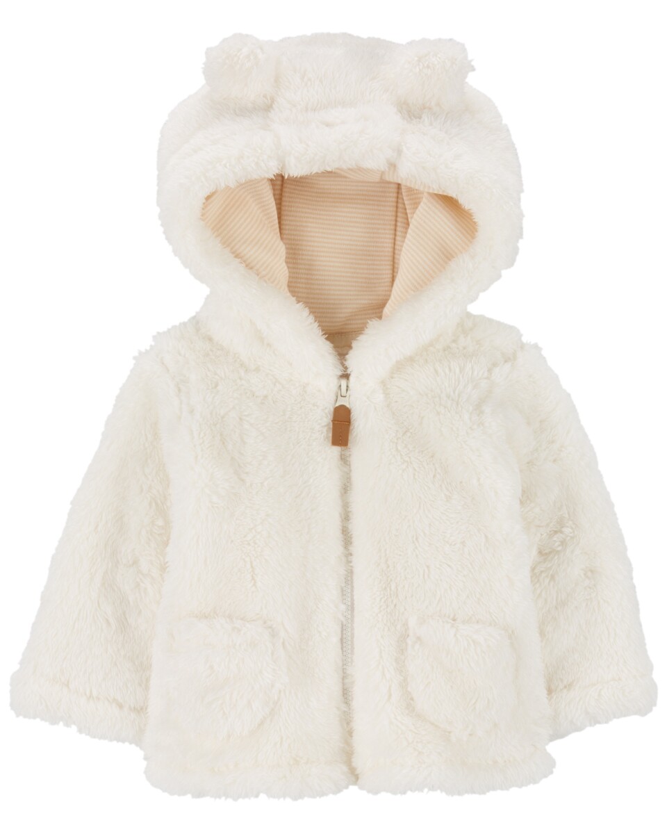 Campera de sherpa, con capucha, marfil 