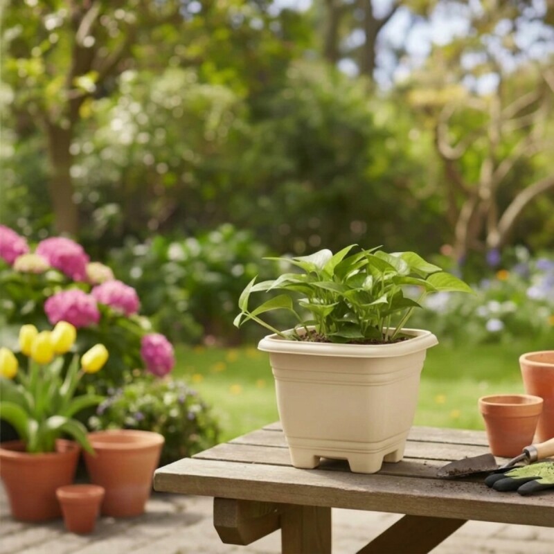 Maceta mediana cuadrada 4,3 lts ARENA