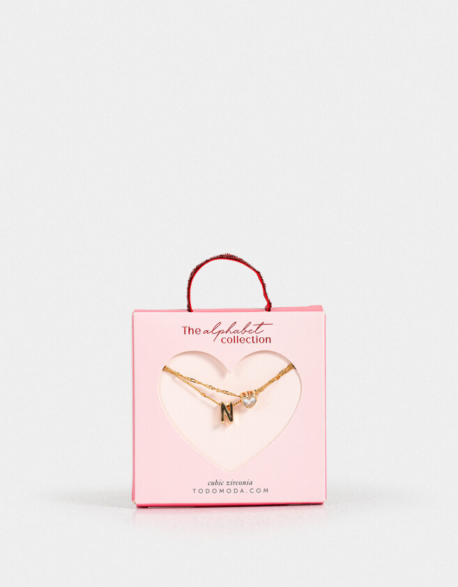 Collares Cortos Con cubic zirconia Collar Corto Cubic Inicial "n" - Dorado