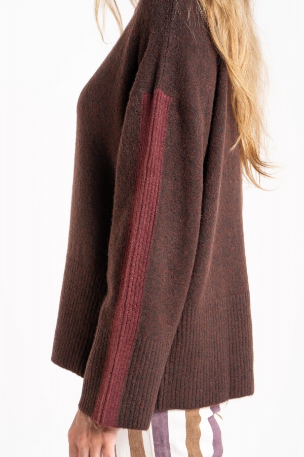 Polera Combinada Marrón Oscuro