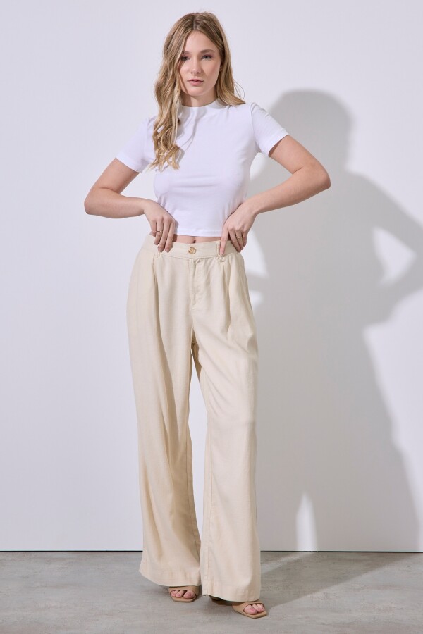 Pantalon Lino Wide BEIGE