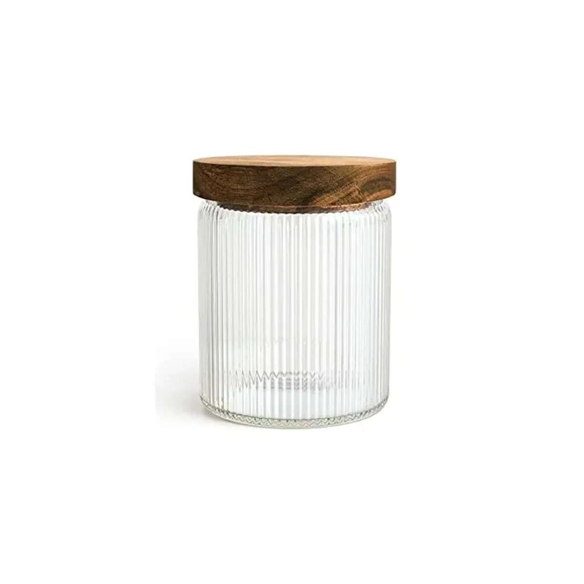 Frasco de vidrio con tapa de madera - Chico 9x15cm - Sc 