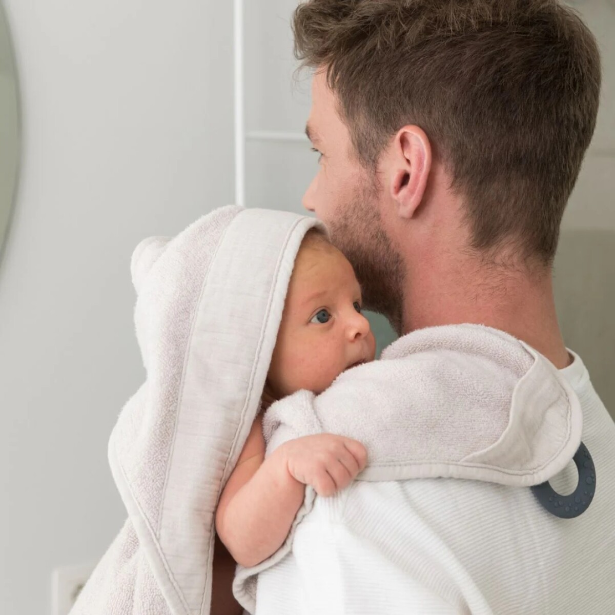 Toalla de baño con mordillo sujeción/dentición - Beige 