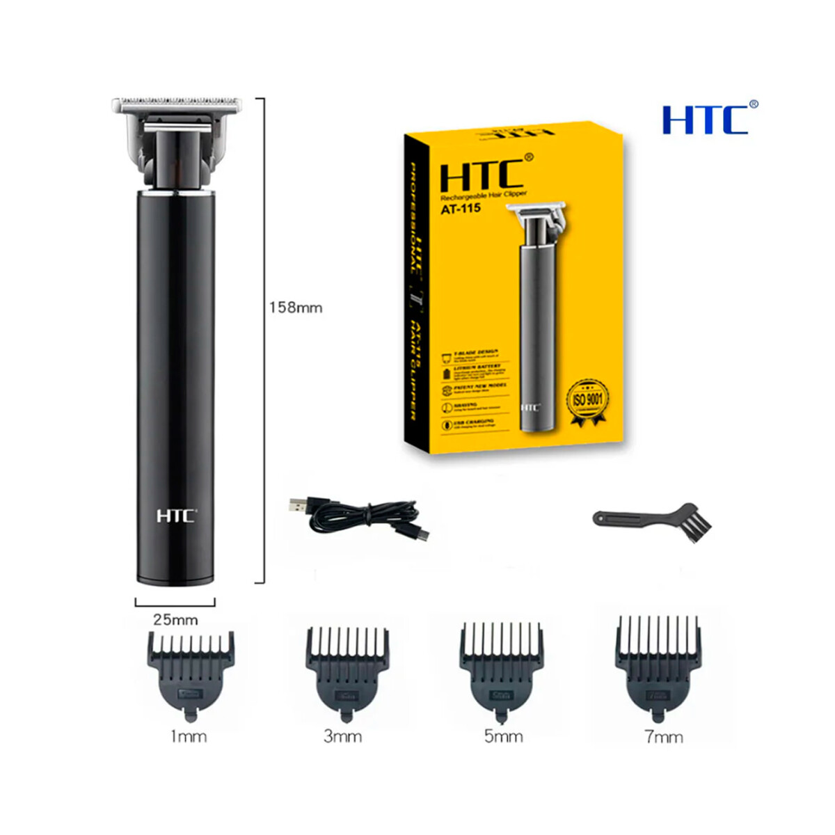 Maquina de cortar pelo HTC At-115 inalambrica con cable de carga USB Tipo c 