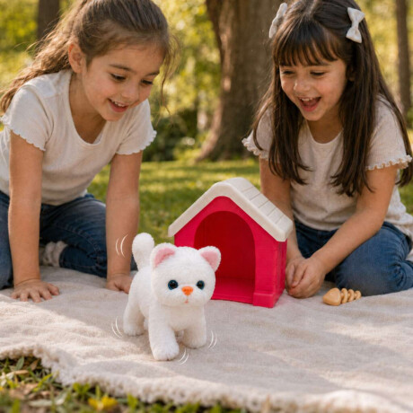 Gatito de peluche con casita y accesorios Rosado