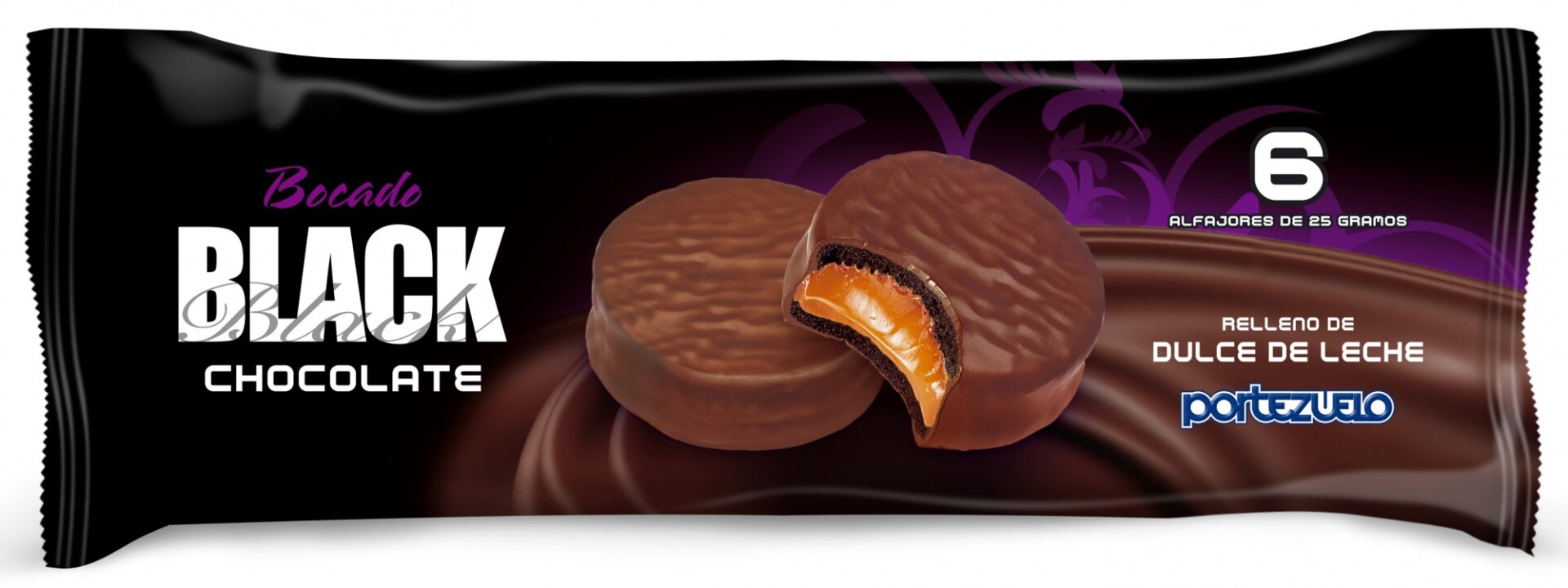 ALFAJOR BOCADO BLACK TUBO X6 DULCE LECHE PORTEZUELO 