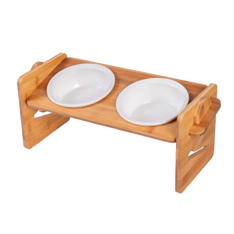 COMEDERO AJUSTABLE DOBLE CERAMICA-Y-BAMBU NATURAL-BEIGE 372104