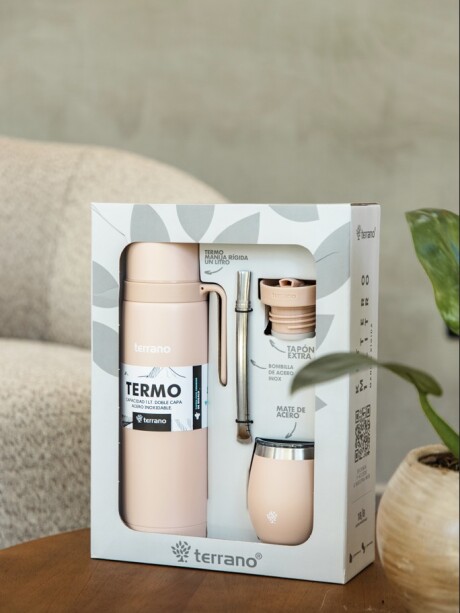 Kit Termo Manija Rígida + Mate con Tapa y bombilla Rosado