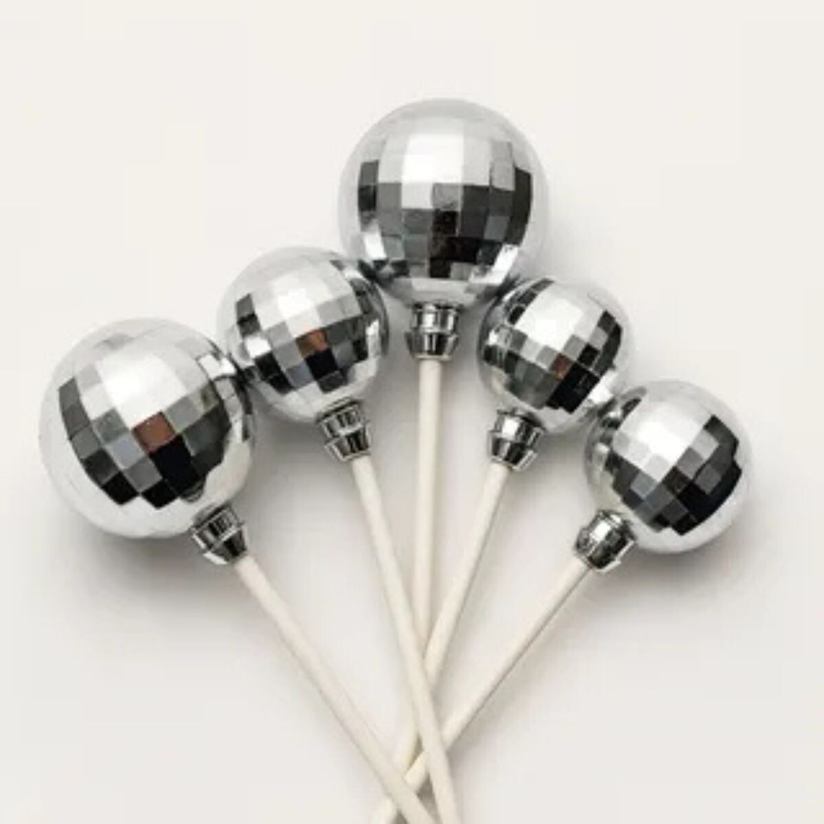 Topper Bola de Espejo x12 - Plateado 
