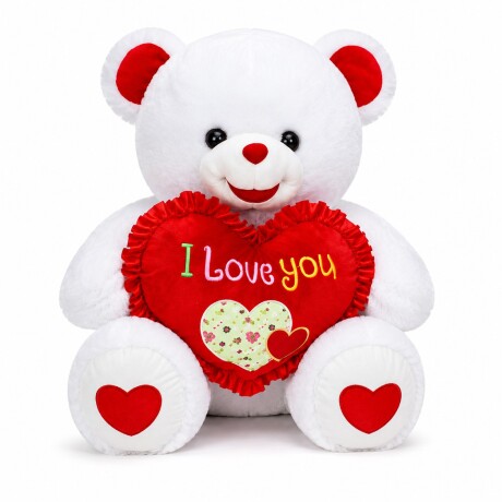 Peluche Oso Rojo y Blanco con Corazón Love You Tamaño 30CM 001