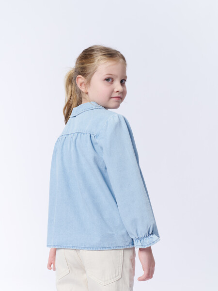 Blusa cuello volado jean Celeste