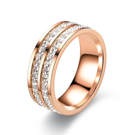 Anillo Doble Brillo En Caja Color Cobre