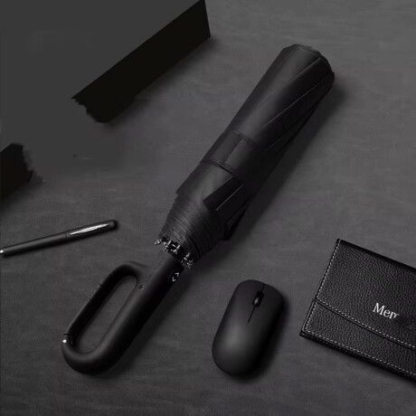 Paraguas plegable con mango clip redondo Negro