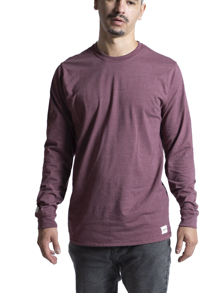 Remera Manga Larga Algodón Bordo Melange