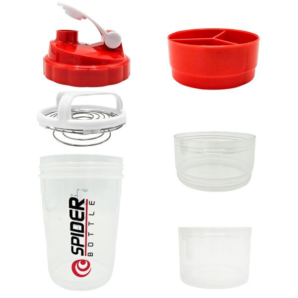 Botella Vaso Mezcladora Agitador Spider Fitness Ejercicio Variante Color Rojo