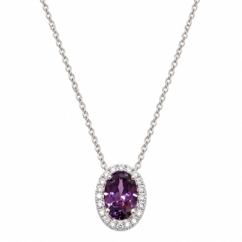 Cadena y colgante estilo Lady Di con piedra lila Cadena y colgante estilo Lady Di con piedra lila