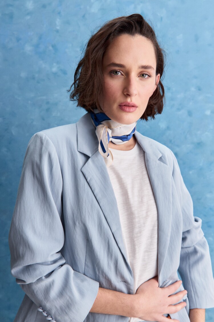 BLAZER TWIST Celeste Grisáceo