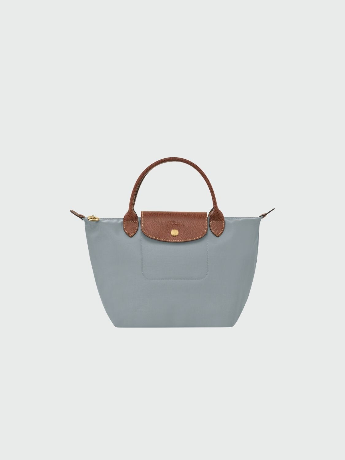 Longchamp -Cartera Longchamp plegable de nylon con cierre y asa corta, Le pliage S Gris