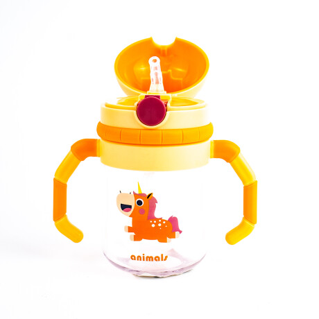 Botella Infantil Con Asas Unicornio Naranja