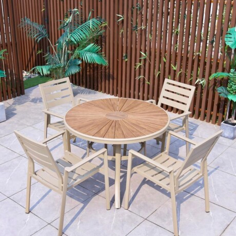 Juego de Jardín Aluminio Mesa Redonda + 4 Sillas Juego de Jardín Aluminio Mesa Redonda + 4 Sillas