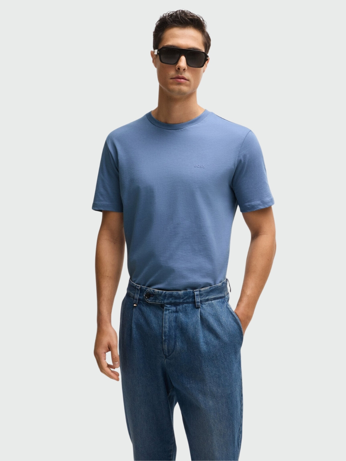 Hugo Boss - Remera regular Fit en algodón Celeste