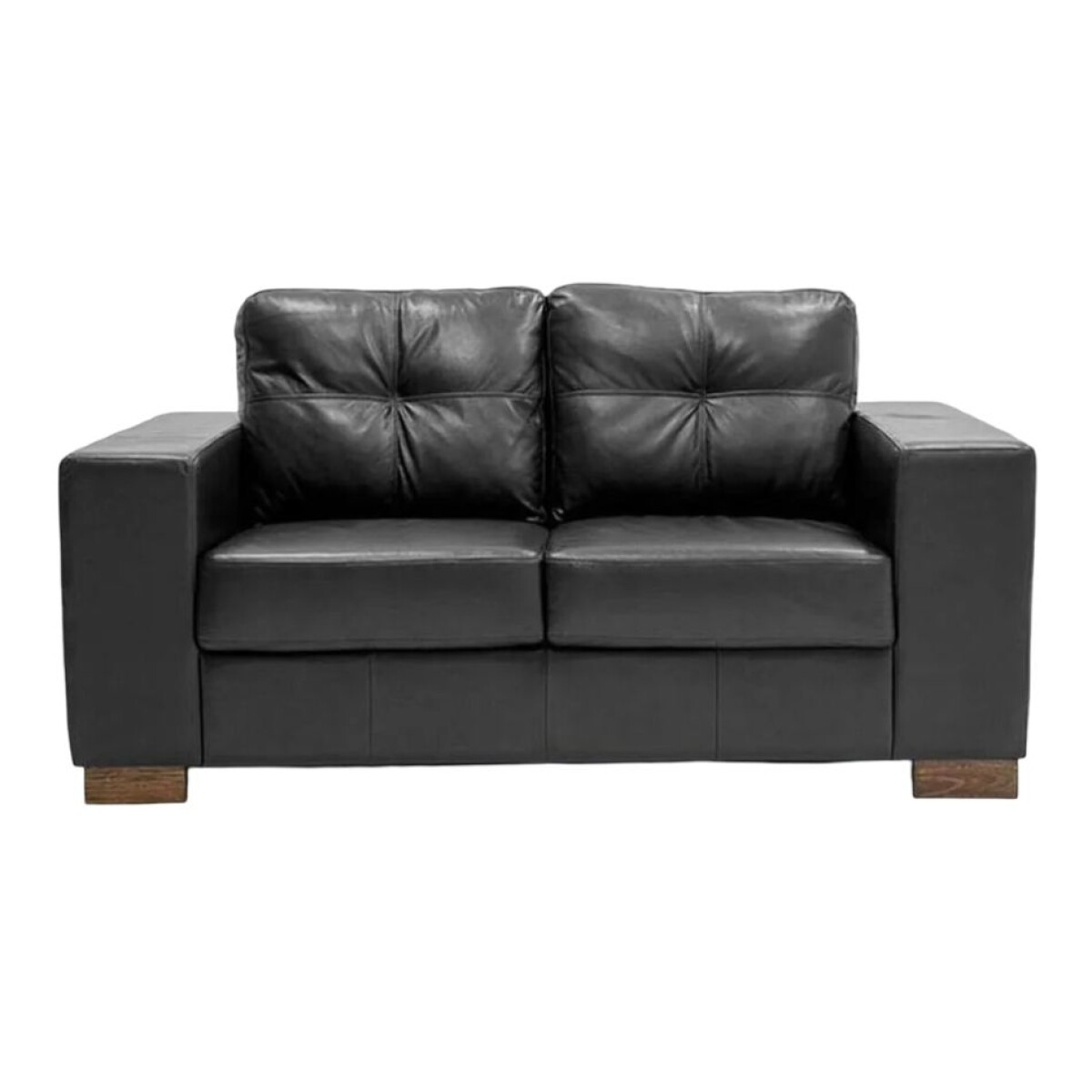SOFA 100% CUERO - 2 CUERPOS - MODELO DOMINI - NEGRO 