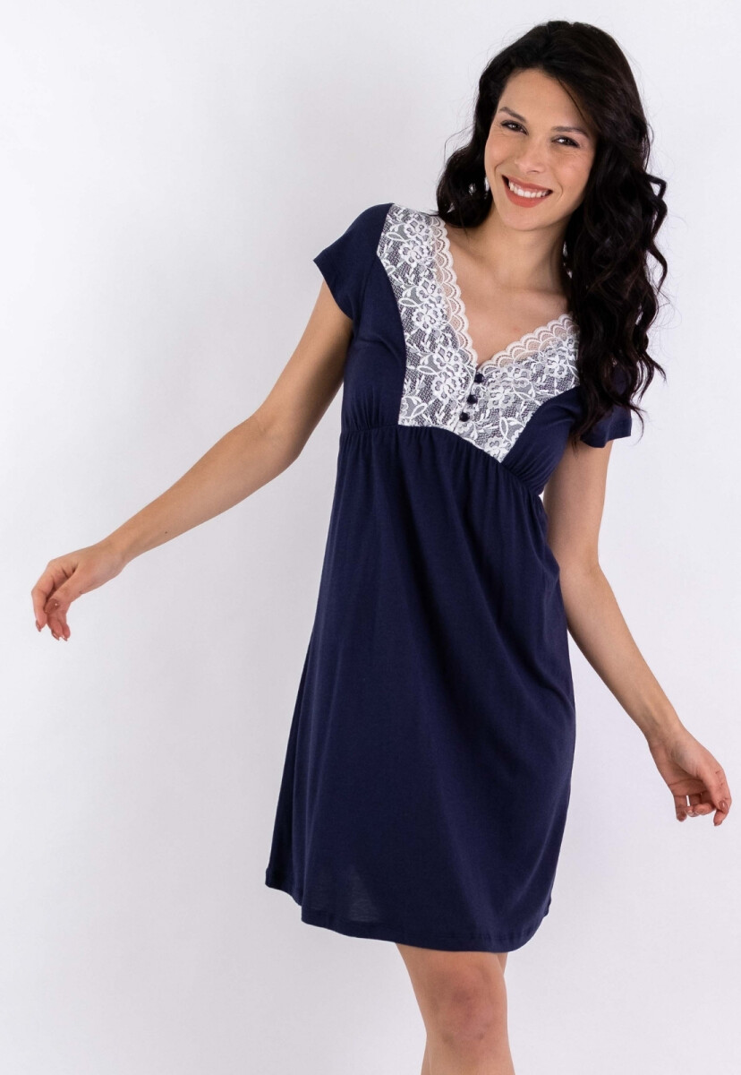 CAMISON EN ALGODÓN PIMA PERUANO - AZUL MARINO-NAVY 