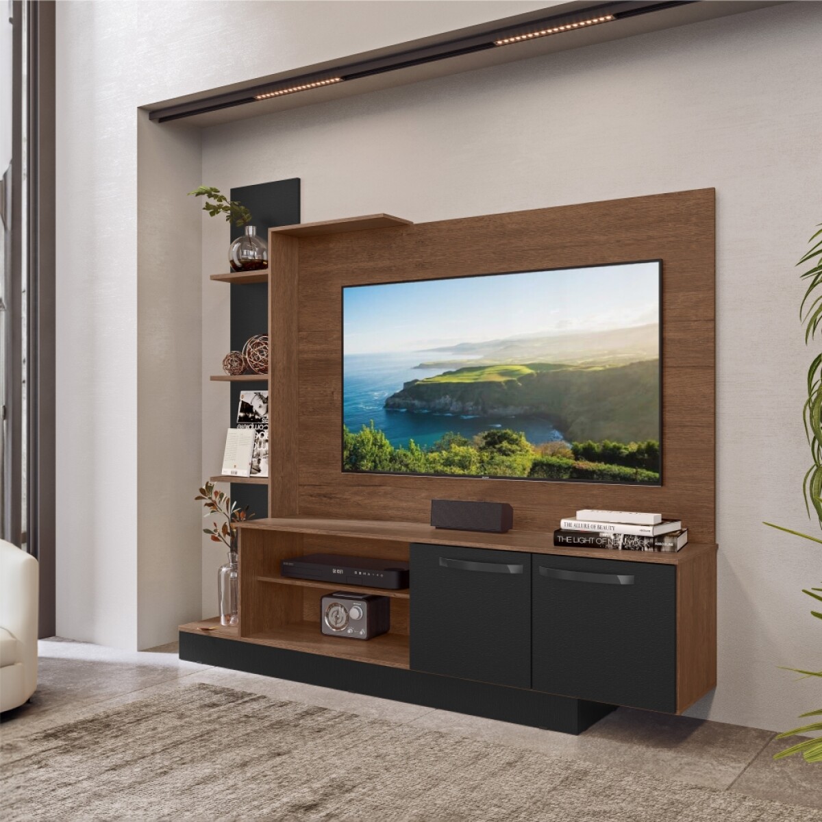 Rack para Tv 55" con estantes modular - MDP - Dakar / Nero 