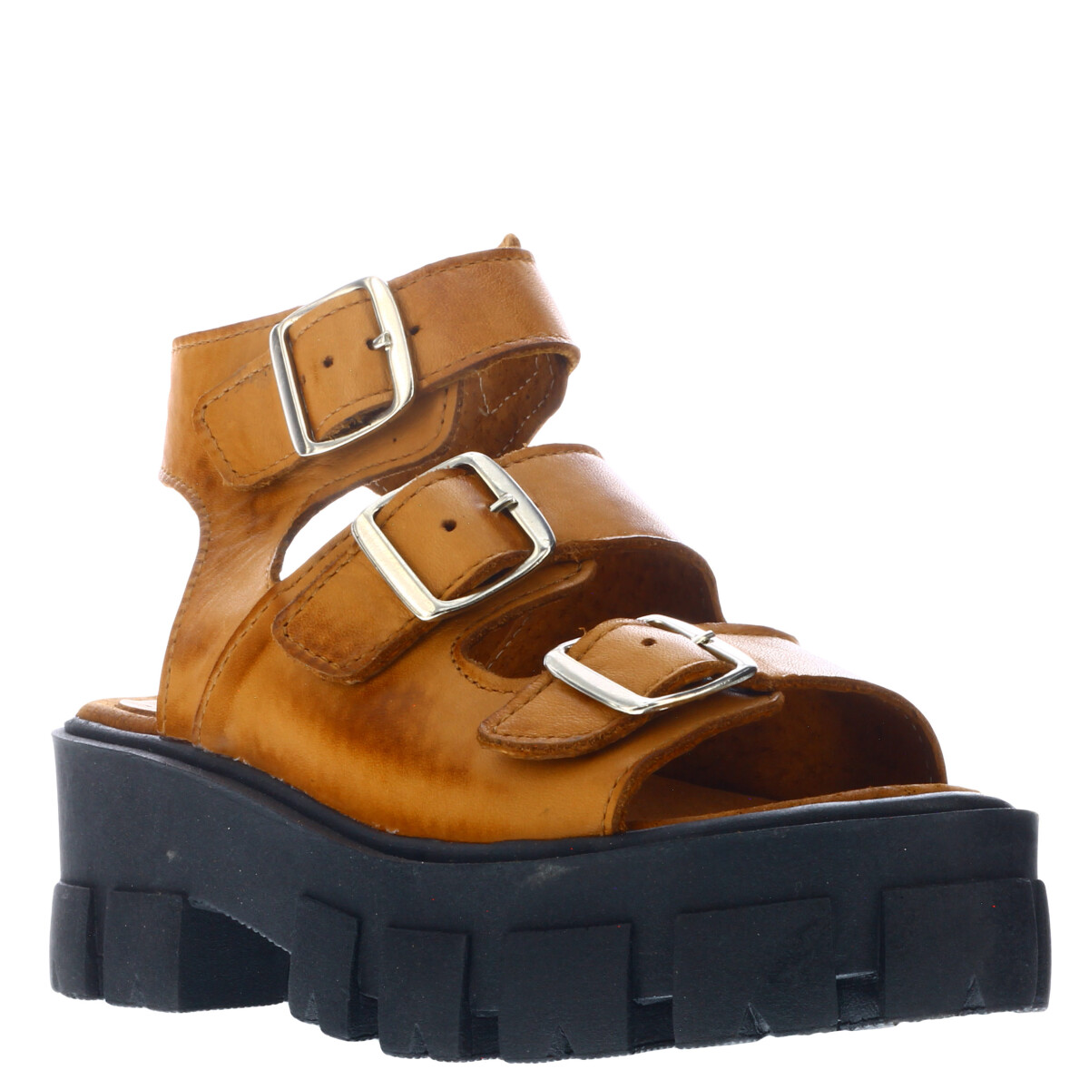 Sandalia de Mujer Miss Carol MILLIE de cuero con hebillas MissCarol - Tan 