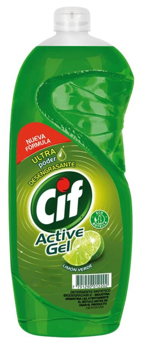 DETERGENTE CIF P/VAJILLA ULTRA ACTIVE GEL LIMON VERDE 500 ML 